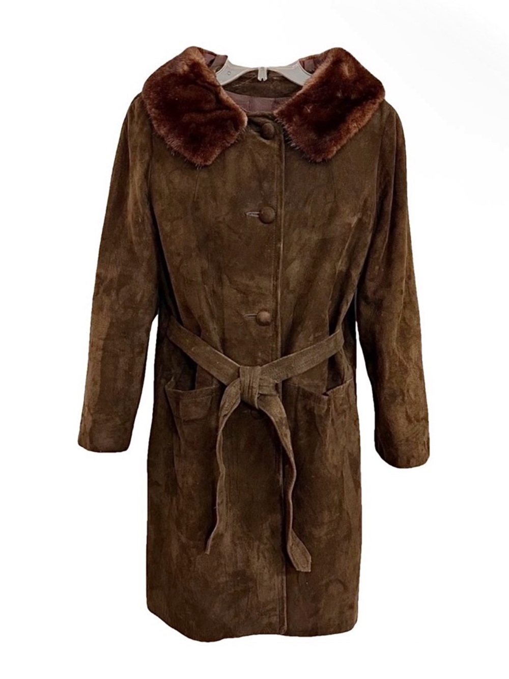 Vintage Dress Overcoat Suede Mink Collar 50's 60's Unbranded